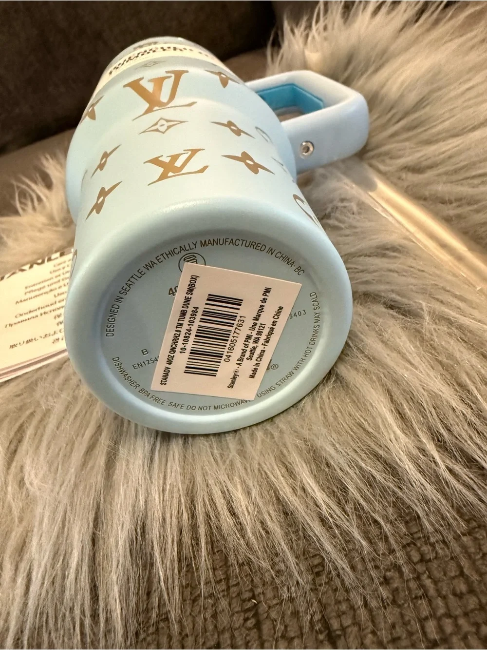 Stanley Light Blue Tumbler with Gold Accents 40oz